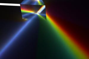 Image of a prism splitting light